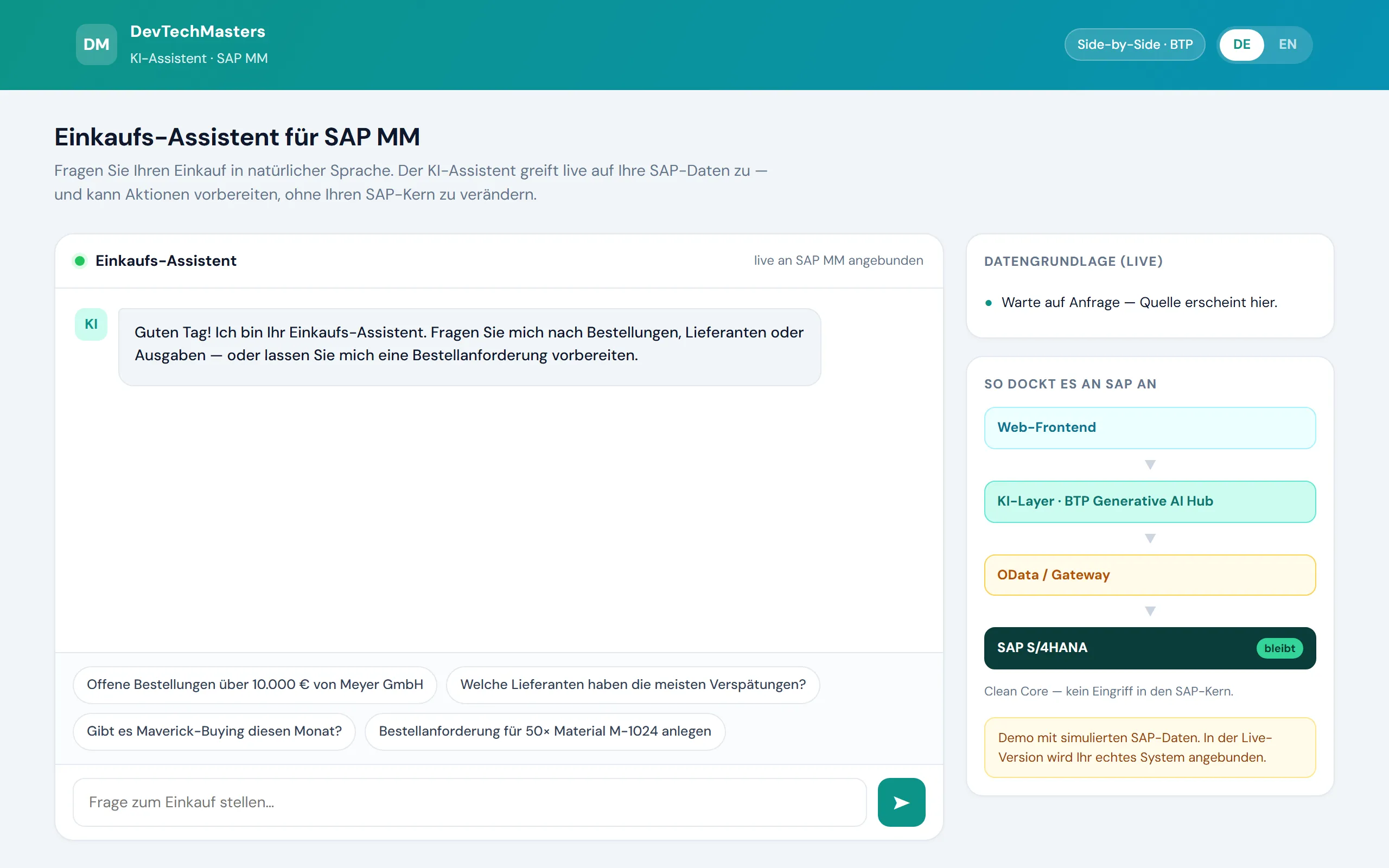 Vorschau KI-Assistenten an SAP