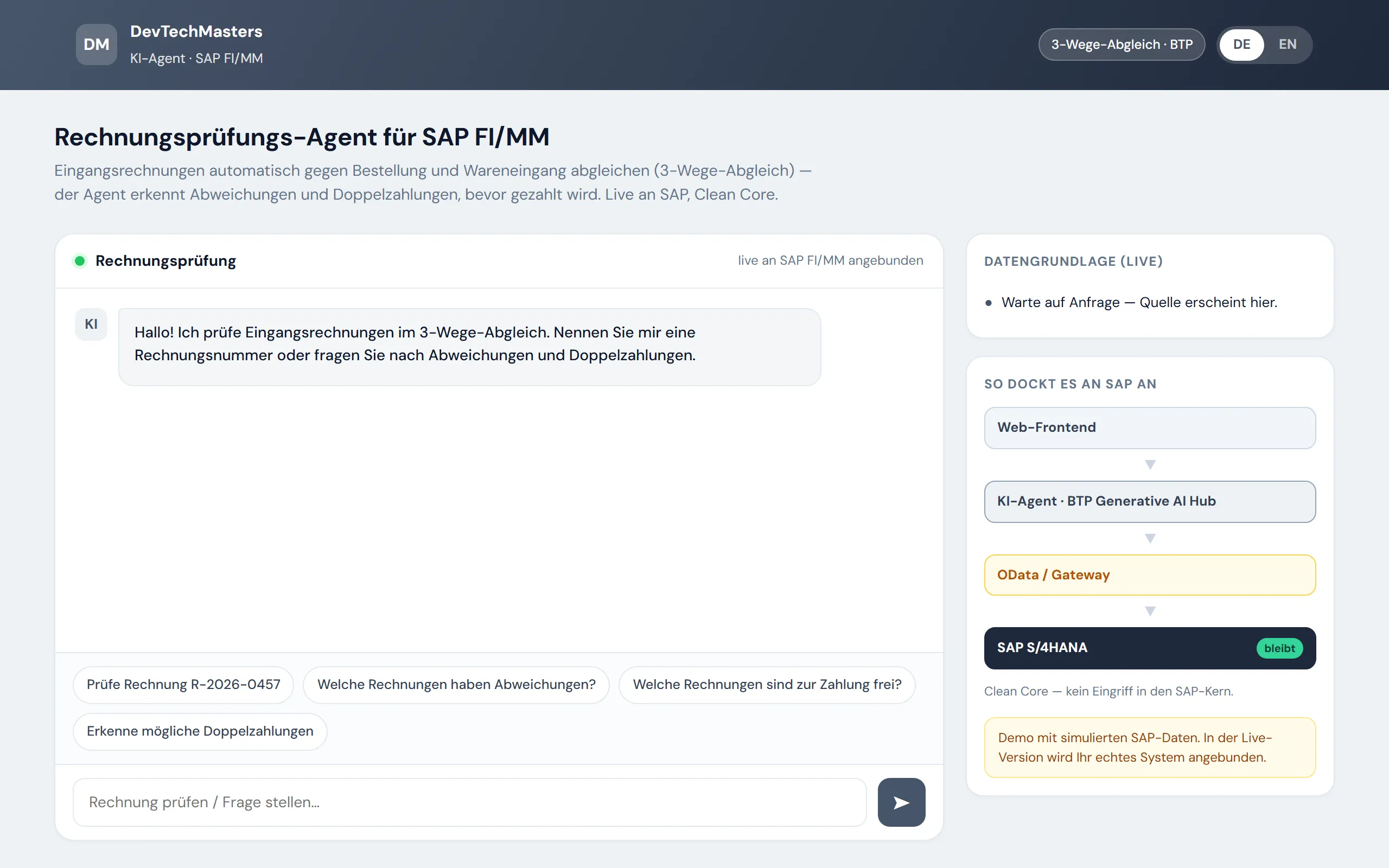 Vorschau Rechnungsprüfungs-Agent – Web-Portal